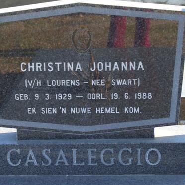 CASALEGGIO Christina Johanna voorheen LOURENS nee SWART 1929-1988