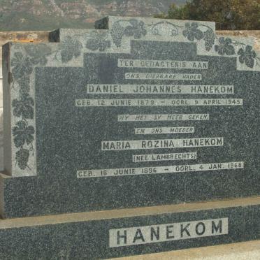 HANEKOM Daniel Johannes 1879-1945 &amp; Maria Rozina LAMBRECHTS 1896-1968