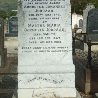 JORDAAN Arnoldus Johannes 1842-1894 &amp; Martha Maria Cornelia SMUTS 1847-1924