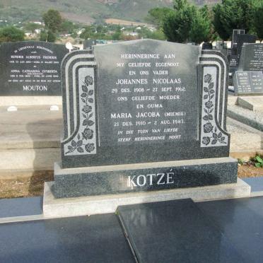 KOTZE Johannes Nicolaas 1908-1962 &amp; Maria Jacoba 1910-1987