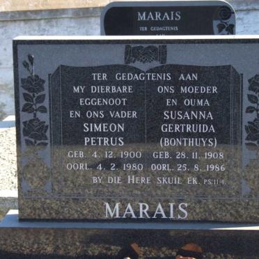 MARAIS Simeon Petrus 1900-1980 &amp; Susanna Gertruida BONTHUYS 1908-1986