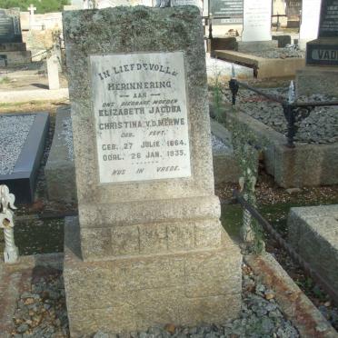 MERWE Elizabeth Jacoba Christina, v.d. nee FEYT 1864-1935