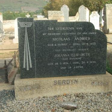 SERDYN Nicolaas Andries 1867-1953 &amp; Johanna Elizabeth HANEKOM 1874-1959