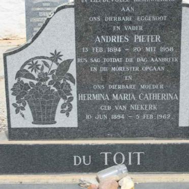 TOIT Andries Pieter, du 1894-1958 &amp; Hermina Maria Catherina VAN NIEKERK 1894-1962
