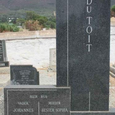 TOIT Johannes Petrus, du 1891-1962 &amp; Hester Sophia VAN DER WESTHUYZEN 1891-1969