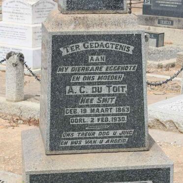 TOIT A.C., du nee SMIT 1863-1930