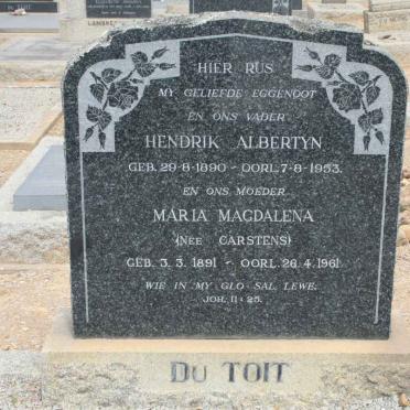 TOIT Hendrik Albertyn, du 1890-1953 &amp; Maria Magdalena CARSTENS 1891-1961