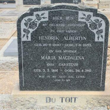 TOIT Hendrik Albertyn, du 1890-1953 &amp; Maria Magdalena CARSTENS 1891-1961