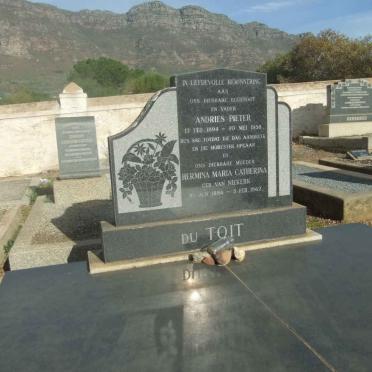 TOIT  Andries Pieter, du 1894-1958 &amp; Hermina Maria Catherina VAN NIEKERK 1894-1962