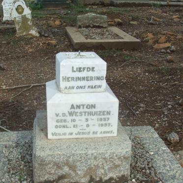 WESTHUIZEN Anton, v.d. 1937-1937