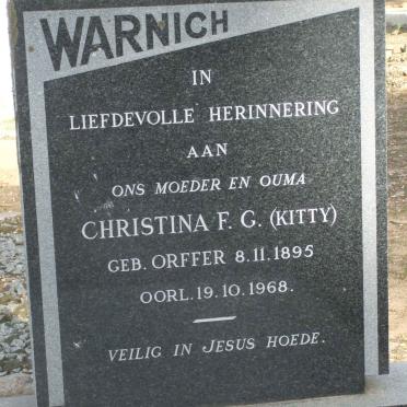 WARNICH Christina F.G. nee ORFFER 1895-1968