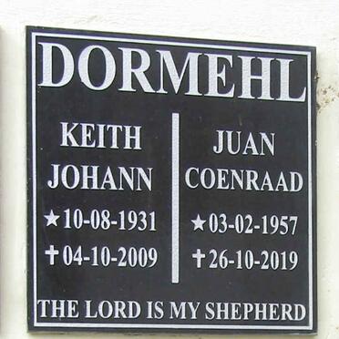 DORMEHL Keith Johann 1931-2009 :: DORMEHL Juan Coenraad 1957-2019