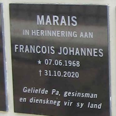 MARAIS Francois Johannes 1968-2020