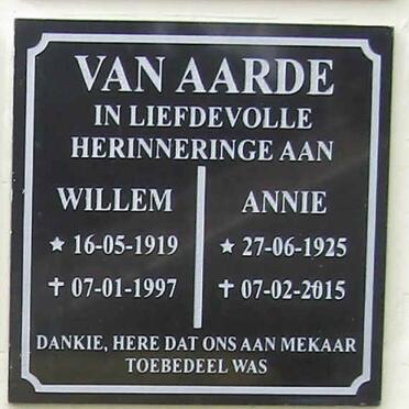 AARDE Willem, van 1919-1997 & Annie 1925-2015