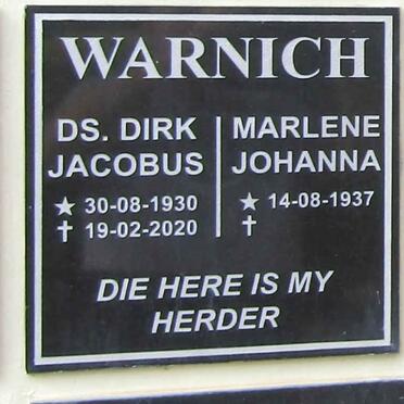 WARNICH Dirk Jacobus 1930-2020 & Marlene J. 1937-
