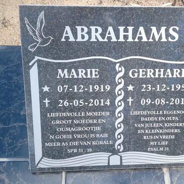 ABRAHAMS Marie 1919-2014 :: ABRAHAMS Gerhard 1954-2018