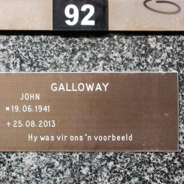 GALLOWAY John 1941-2013