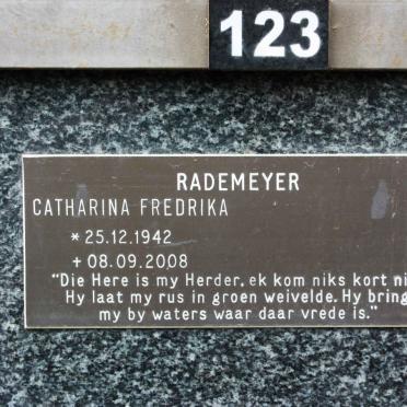 RADEMEYER Catharina Fredrika 1942-2008