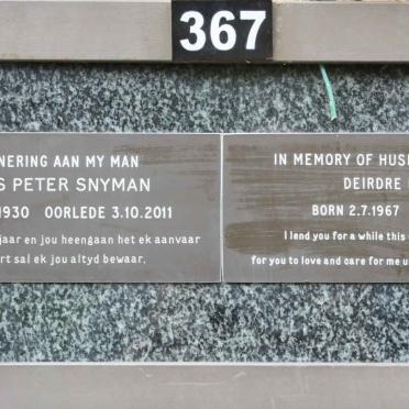 SNYMAN Quintius Peter 1930-2011 :: BOSHOFF Deirdre 1967-2014