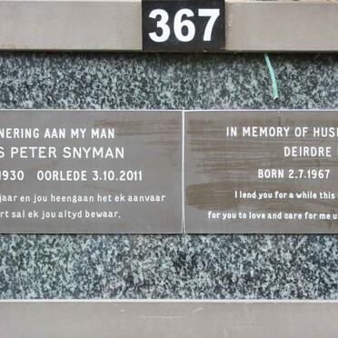 SNYMAN Quintius Peter 1930-2011 :: BOSHOFF Deirdre 1967-2014