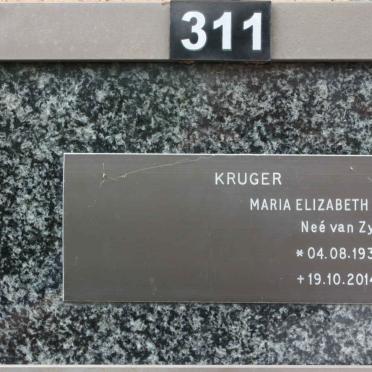 KRUGER Maria Elizabeth nee VAN ZYL 1932-2014