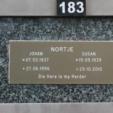 NORTJE Johan 1937-1996 &amp; Susan 1939-2010