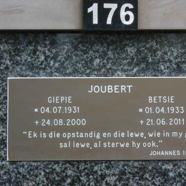 JOUBERT Giepie 1931-2000 &amp; Betsie 1933-2011