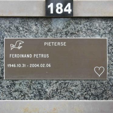 PIETERSE Fredinand Petrus 1946-2004