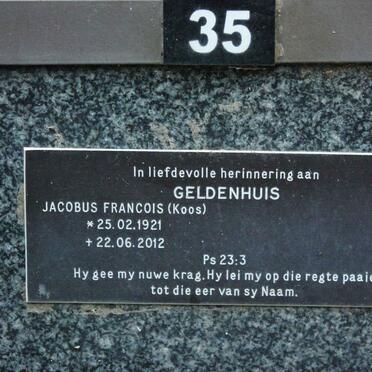 GELDENHUIS Jacobus Francois 1921-2012