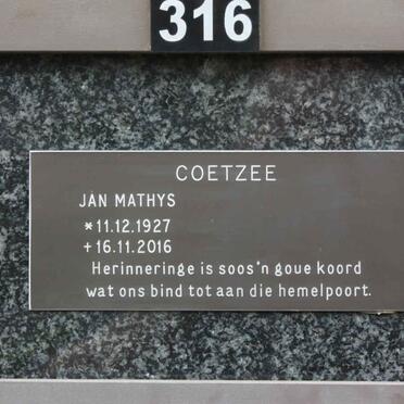 COETZEE Jan Mathys 1927-2016