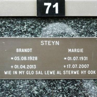 STEYN Brandt 1928-2013 &amp; Margie 1931-2007