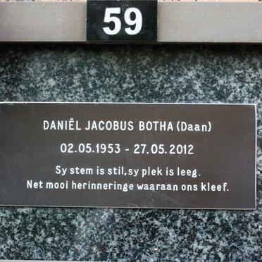 BOTHA Daniel Jacobus 1953-2012