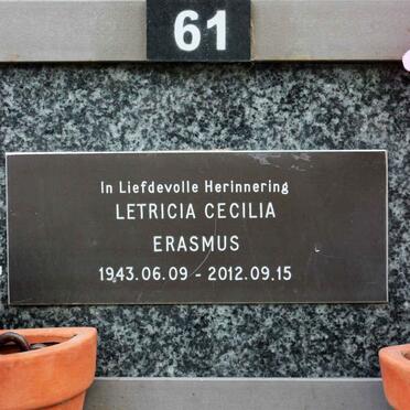 ERASMUS Letricia Cecilia 1943-2012