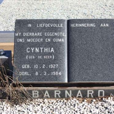 BARNARD Cynthia nee DE BEER 1927-1984