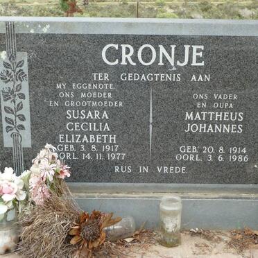 CRONJE Mattheus Johannes 1914-1986 &amp; Susara Cecilia Elizabeth 1917-1977