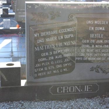 CRONJE Matthys Louwrens 1911-1980 &amp; Hester 1915-1987