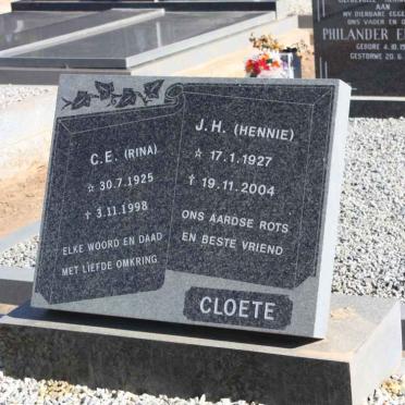 CLOETE J.H. 1927-2004 &amp; C.E. 1925-1998