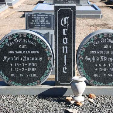 CRONJE Hendrik Jacobus 1909-1988 &amp; Sophia Margaretha P. 1914-1988