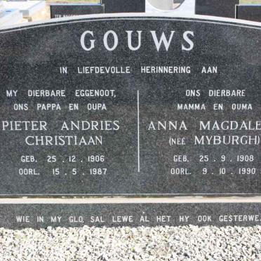 GOUWS Pieter Andries Christiaan 1906-1987 &amp; Anna Magdalena MYBURGH 1908-1990