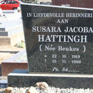 HATTINGH Susara Jacoba nee BEUKES 1919-1998