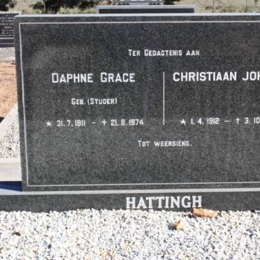 HATTINGH Christiaan Johannes 1912-2004 &amp; Daphne Grace STUDER 1911-1974
