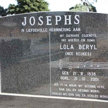 JOSEPHS Lola Beryl nee BEUKES 1938-2001