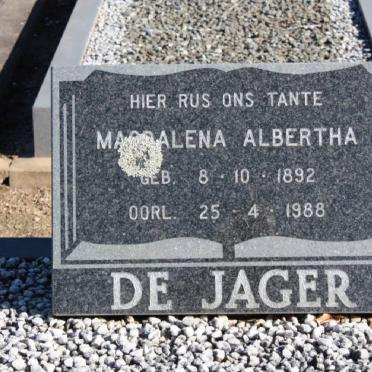 JAGER Magdalena Albertha, de 1892-1988