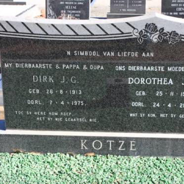 KOTZÉ Dirk J.G. 1913-1975 &amp; Dorothea J.S. 1917-2002