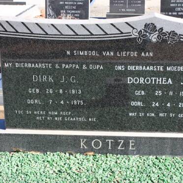 KOTZÉ Dirk J.G. 1913-1975 &amp; Dorothea J.S. 1917-2002