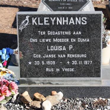 KLEYNHANS Louisa P. nee JANSE VAN RENSBURG 1909-1977