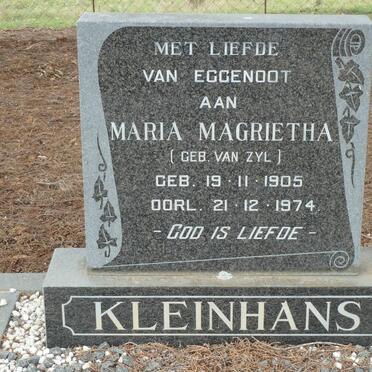 KLEINHANS Maria Magrietha nee VAN ZYL 1905-1974