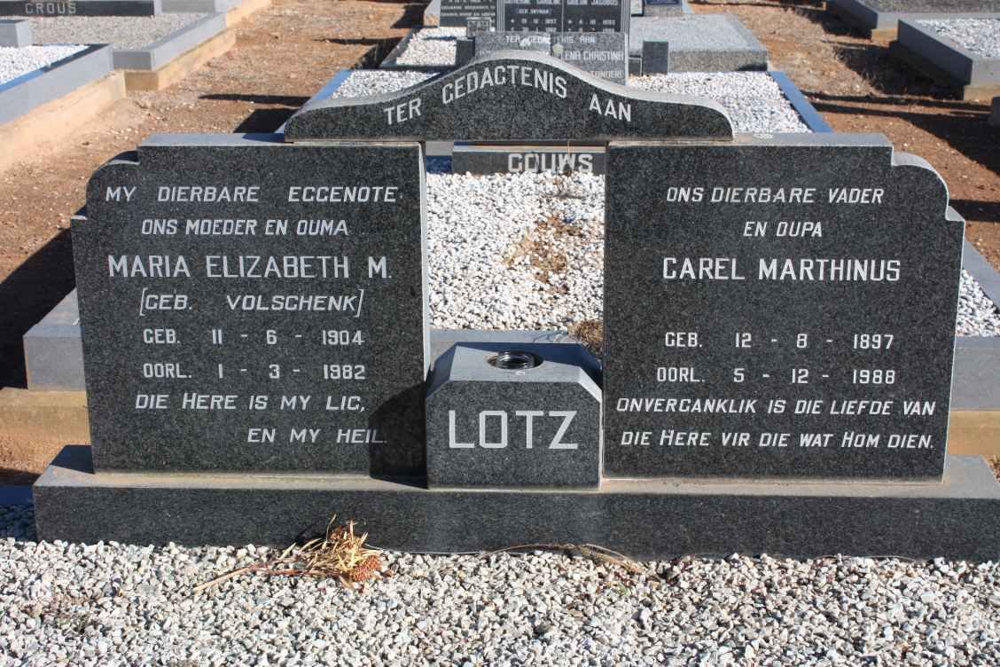 LOTZ Carel Marthinus 1897-1988 &amp; Maria Elizabeth M. VOLSCHENK 1904-1982