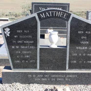 MATTHEE Willem J. 1886-1981 &amp; M.M. SWART 1896-1977