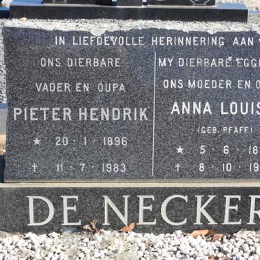 NECKER Pieter Hendrik, de 1896-1983 &amp; Anna Louisa PFAFF 1898-1980